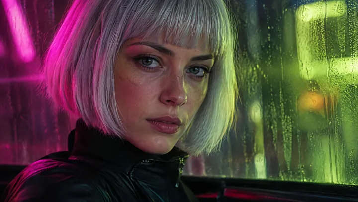 A woman with a platinum bob
