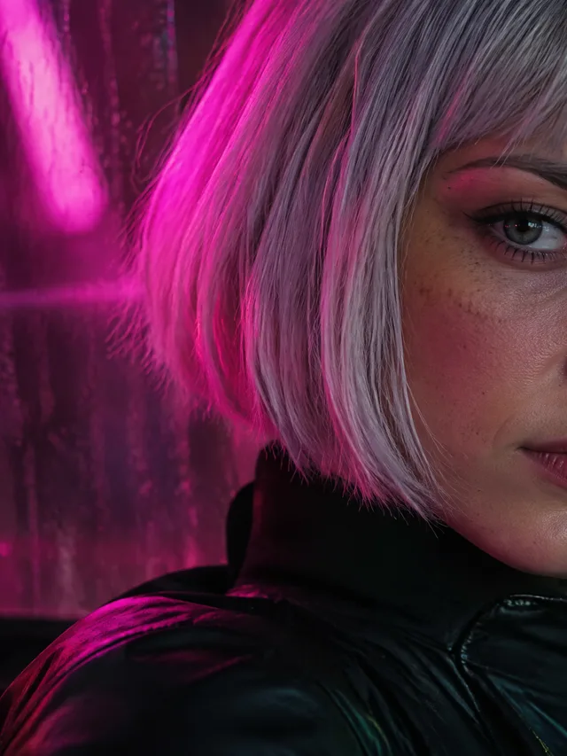 Mara, close-up in neon light